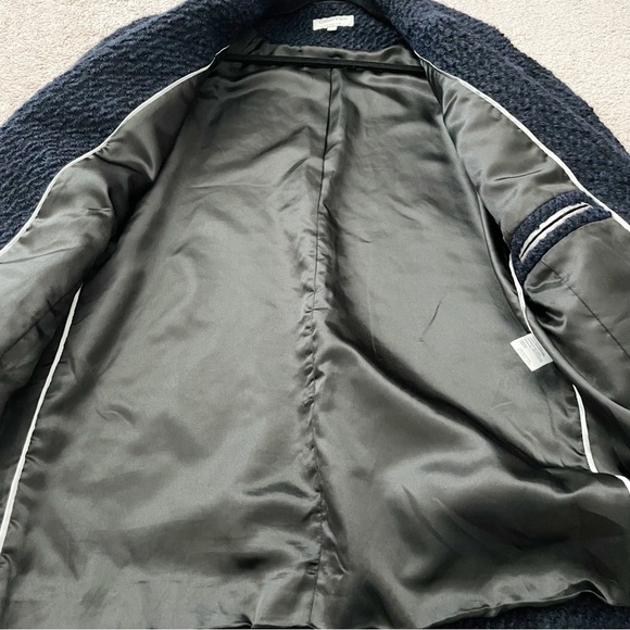 Calvin Klein Premium Wool Blend Bouclé Boyfriend Coat in Midnight Blue Size 6 - Picture 10 of 16